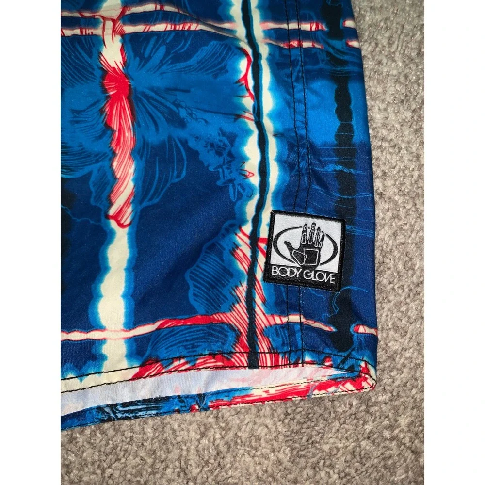 Body Glove Mens Blue Red Tropical Floral Swim Trunks Board Shorts Size Large